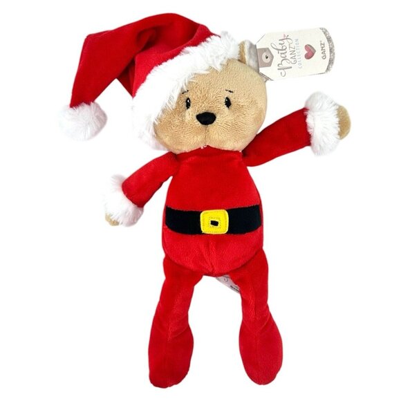 Baby Ganz Plush Teddy Bear Rattle Christmas Red Santa Elf 12" Stuffed Animal - Picture 2 of 11